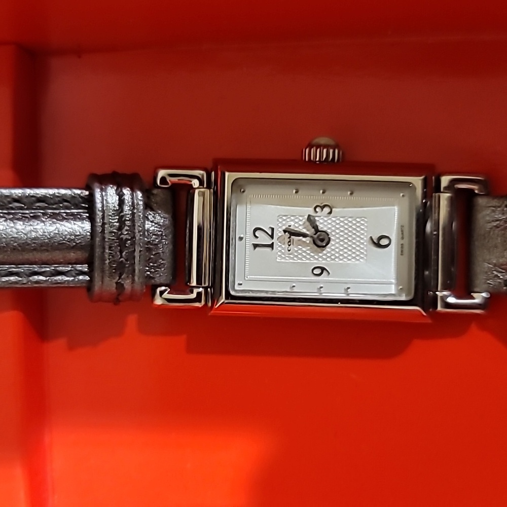 Coach Platinum Rectangle Watch Euc - image 2